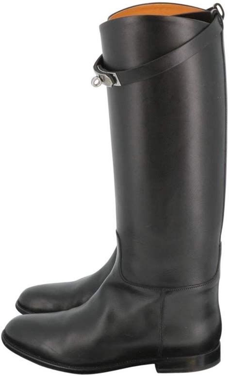 Jumping leather riding boots Hermès Black size 39.5 EU in .